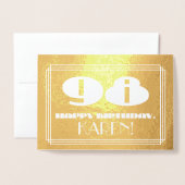 98ste verjaardag: Naam + Art Deco geïnspireerde lo Folie Kaarten (Voorkant met envelop)