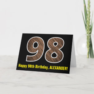 98ste verjaardag: Naam + Faux Wood Grain Patroon " Kaart