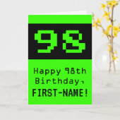98ste verjaardag: Nerdy / Geeky stijl "98" en naam Kaart (Gele Bloem)