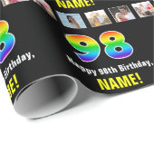 98ste verjaardag: Regenboog "98"; Aangepaste foto' Cadeaupapier (Rol Hoek)