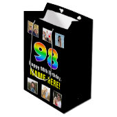 98ste verjaardag: Regenboog "98", Aangepaste foto' Medium Cadeauzakje (Voorkant Gekanteld)