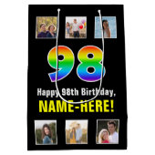 98ste verjaardag: Regenboog "98", Aangepaste foto' Medium Cadeauzakje (Achterkant)
