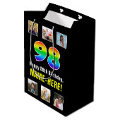 98ste verjaardag: Regenboog "98", Aangepaste foto' Medium Cadeauzakje (Achterkant Gekanteld)