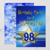 98ste verjaardag uitnodiging voor een superster. (Voorkant / Achterkant)