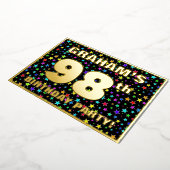 98ste verjaardag van de geboorte - Fun, kleurrijk Folie Uitnodiging (Gedraaid)