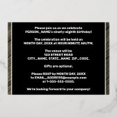 98ste verjaardag van de geboorte - Vette, houten g Folie Uitnodiging (Achterkant)