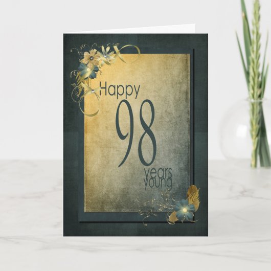 98ste verjaardag-vintage frame kaart (Voorkant)