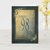98ste verjaardag-vintage frame kaart (Gele Bloem)