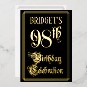 98ste verjaardagsfeest — Fancy Script & Aangepaste Folie Uitnodiging