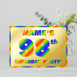 98ste verjaardagsfeest — Leuke, regenboog spectrum Folie Uitnodiging
