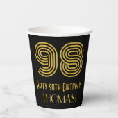 98th Birthday: Art Deco Inspired Look “98” & Name Papieren Bekers (Achterkant)