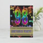 98th Birthday party Uitnodiging met bellen (Staand voorkant)