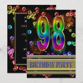 98th Birthday party Uitnodiging met bellen (Voorkant / Achterkant)