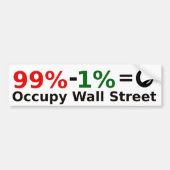 99% - 1% = Singularity, Occupy Wall Street Bumpersticker (Voorkant)