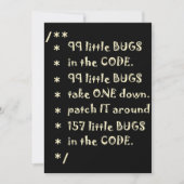 99 bugs in Code Software Funny Engineer Tester Bedankkaart (Voorkant)