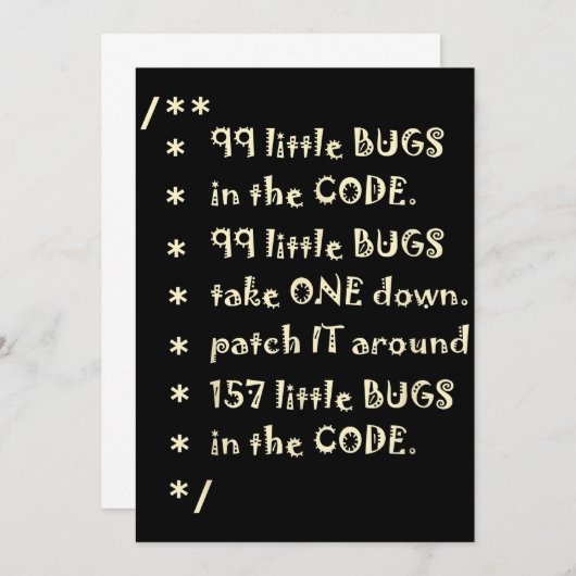 99 bugs in Code Software Funny Engineer Tester Bedankkaart (Voorkant / Achterkant)