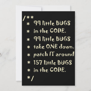 99 bugs in Code Software Funny Engineer Tester Bedankkaart