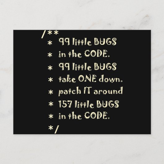 99 bugs in Code Software Funny Engineer Tester Feestdagenkaart (Voorkant)