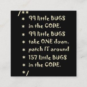 99 bugs in Code Software Funny Engineer Tester Vierkante Visitekaartje