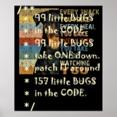 99 Bugs In Code Software Grappige Ingenieur Tester Poster (Voorkant)