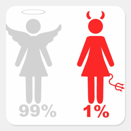 99% Engel 1% Duivel Vrouw Vierkante Sticker (Voorkant)
