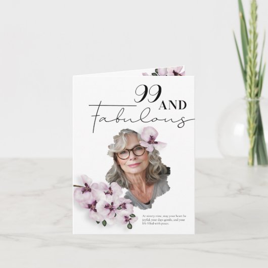 99 & Fabulous Orchid Photo Birthday Greeting Card Kaart (Voorkant)