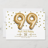 99 gouden ballonnen en Confetti 99e verjaardagsfee Kaart (Voorkant)