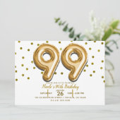 99 gouden ballonnen en Confetti 99e verjaardagsfee Kaart (Staand voorkant)