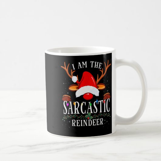 99 I Am The Sarcastic Reindeer Uni-adults Black Co Koffiemok (Rechts)