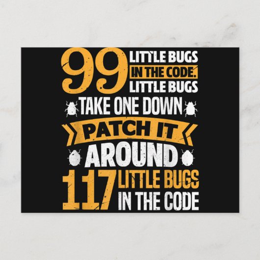 99 kleine buisjes in codepad Het 117 bugs-programm Aankondigingskaart (Voorkant)