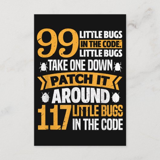 99 kleine buisjes in codepad Het 117 bugs-programm Informatiekaartje (Voorkant)