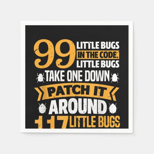 99 kleine buisjes in codepad Het 117 bugs-programm Servet (Voorkant)