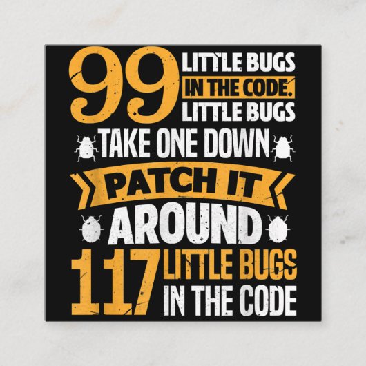 99 kleine buisjes in codepad Het 117 bugs-programm Vierkante Visitekaartje (Voorkant)