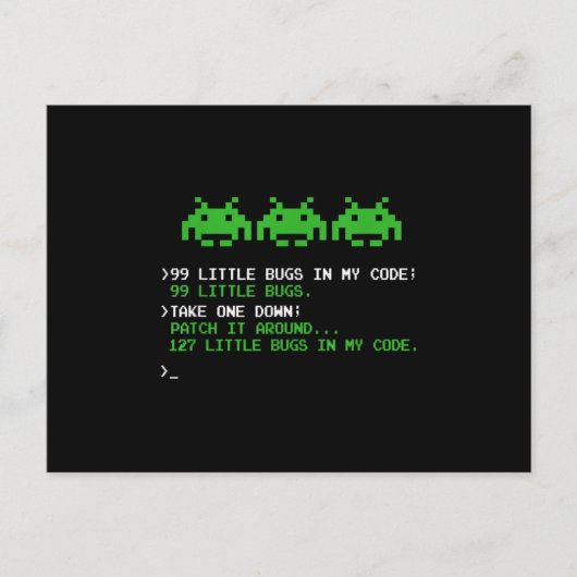 99 Little Bugs In The Code Software Engineer Aankondigingskaart (Voorkant)