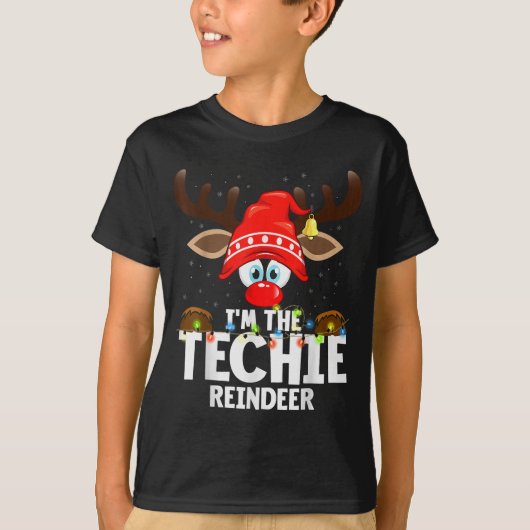 99 Matching Christmas Reindeer - I'm The Techie -  T-shirt (Voorkant)