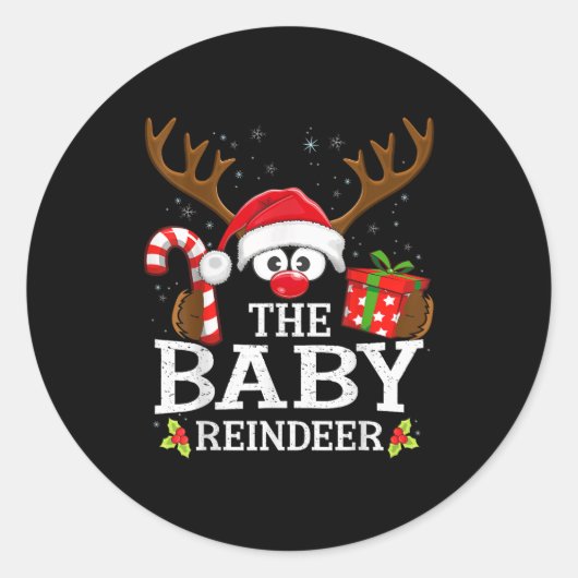 99 Matching Christmas Reindeer Squad - Uni-adults Ronde Sticker (Voorkant)