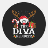 99 Matching Christmas Reindeer Squad Uni-kids Chri Ronde Sticker (Voorkant)