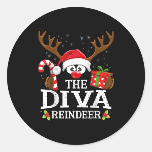 99 Matching Christmas Reindeer Squad Uni-kids Chri Ronde Sticker (Voorkant)