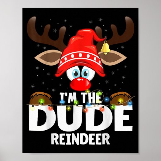 99 Matching Christmas Reindeer - Uni-adults, Black Poster (Voorkant)