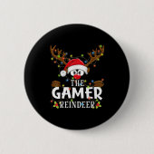 99 Matching Christmas The Gamer Reindeer Pajama  Ronde Button 5,7 Cm (Voorkant)