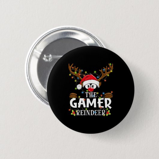 99 Matching Christmas The Gamer Reindeer Pajama  Ronde Button 5,7 Cm (Voorkant /achterkant)