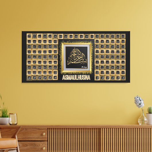 99 Namen van Allah - Asmaulhusna Canvas Afdruk (Insitu (Woonkamer))