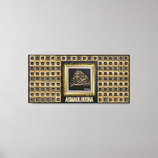 99 Namen van Allah - Asmaulhusna Canvas Afdruk (Voorkant)