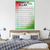 99 NAMEN VAN ALLAH CANVAS AFDRUK (Insitu (Slaapkamer))
