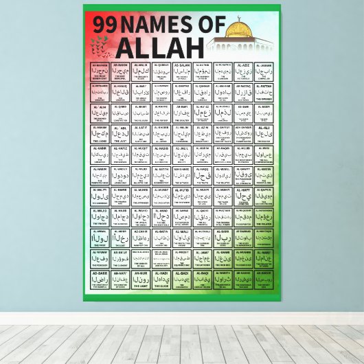99 NAMEN VAN ALLAH CANVAS AFDRUK (Insitu (Houten vloer))