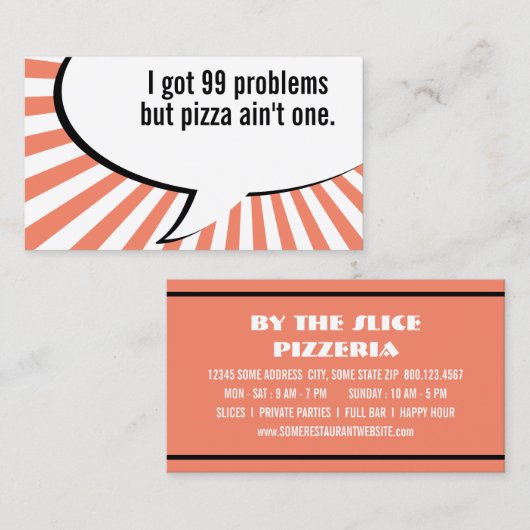 99 problemen, maar pizza aint one visitekaartje (Voorkant / Achterkant)