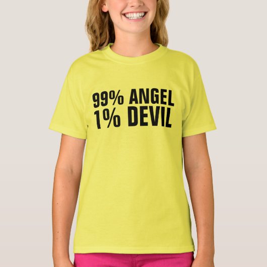 99 PROCENT ANGEL 1% DEVIL kinder meisjes T-shirts (Voorkant)