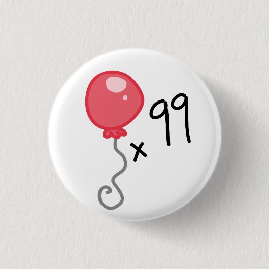 99 rode ballonnen ronde button 3,2 cm (Voorkant)