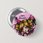 99% Sweet Party Fairy Birthday Girl Button (Voorkant /achterkant)