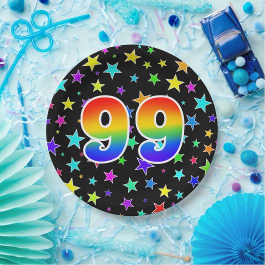 99e Evenement: Vet, Leuk, Kleurrijke Regenboog 99 Papieren Bordje (Feest)